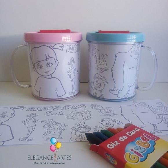 Caneca para Colorir Monstros S.a.