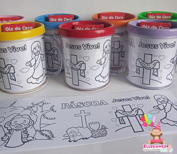 Caneca para Colorir Páscoa Cristã