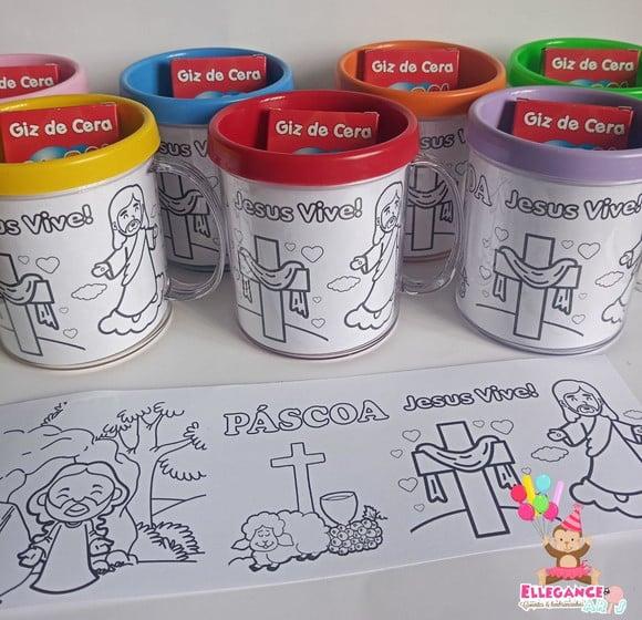 Caneca para Colorir Páscoa Cristã