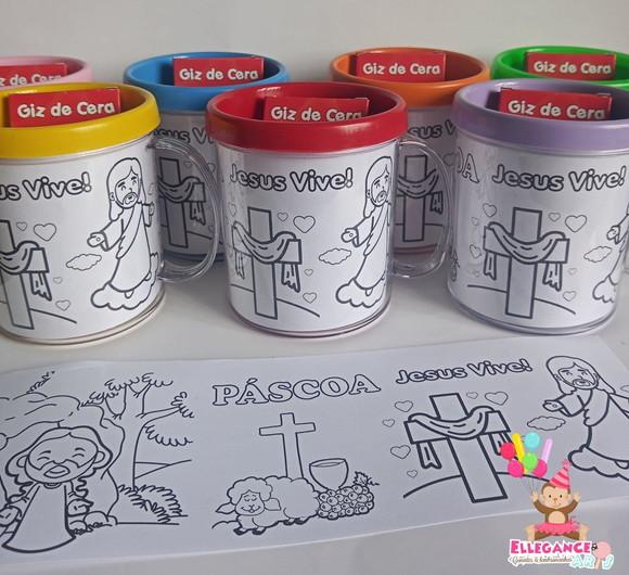 Caneca para Colorir Páscoa Cristã