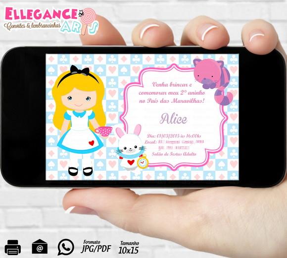 Convite Digital Alice no País da Maravilhas