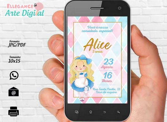Convite Digital Alice no País da Maravilhas
