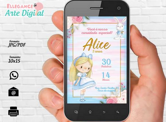 Convite Digital Alice no País da Maravilhas