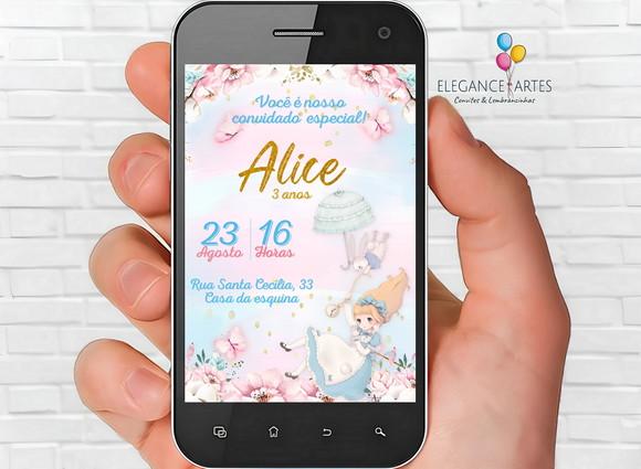 Convite Digital Alice no País da Maravilhas