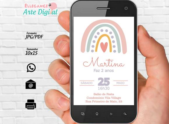 Convite Digital Arco Iris Boho