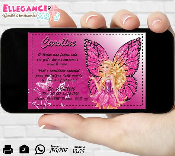 Convite Digital Barbie Butterfly