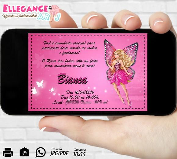 Convite Digital Barbie Butterfly