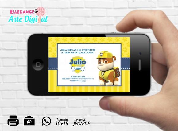 Convite Digital Bubble Patrulha Canina