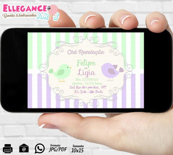 Convite Digital Chá Revelação Passarinho
