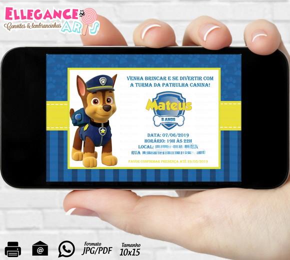 Convite Digital Chase Patrulha Canina