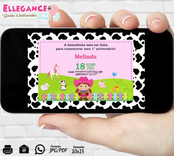 Convite Digital Fazendinha Menina