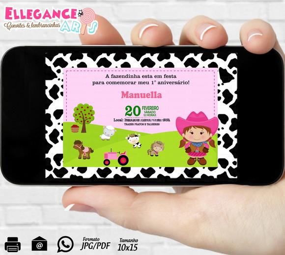 Convite Digital Fazendinha Rosa
