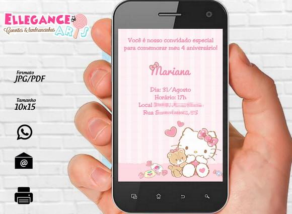 Convite Digital Hello Kitty