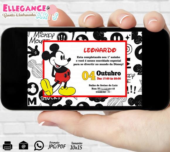 Convite Digital Mickey Vintage
