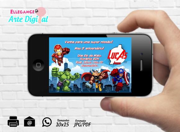 Convite Digital Os Vingadores Cute