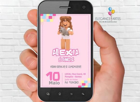 Convite Digital Roblox Menina