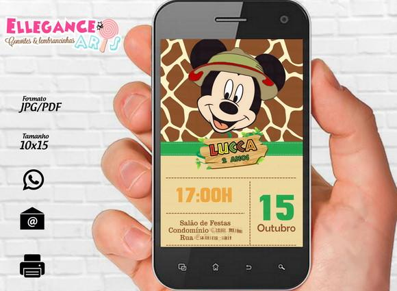 Convite Digital Safari do Mickey