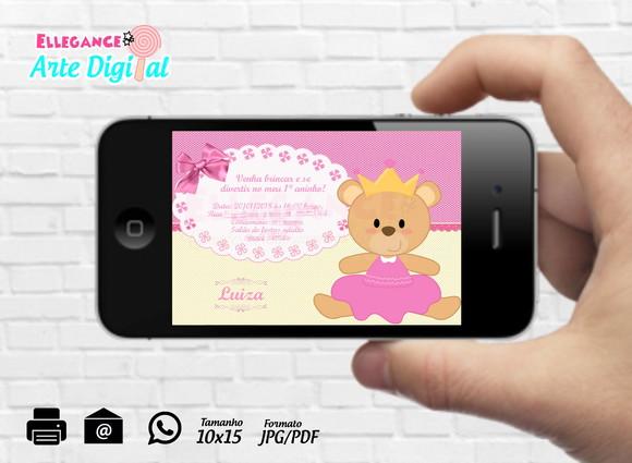 Convite Digital Ursinha Princesa