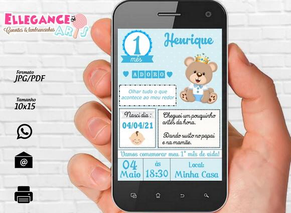 Convite Digital Urso Príncipe