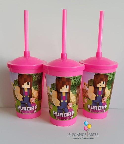 Copo Twister 400ml Minecraft Menina