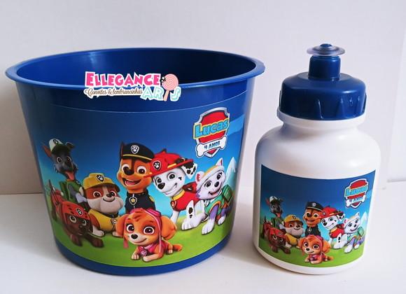 Kit Balde + Garrafinha Patrulha Canina