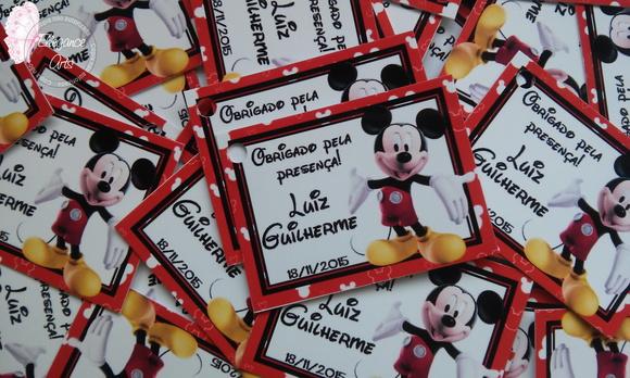 Tag Agradecimento Mickey (tamanho 3x4)