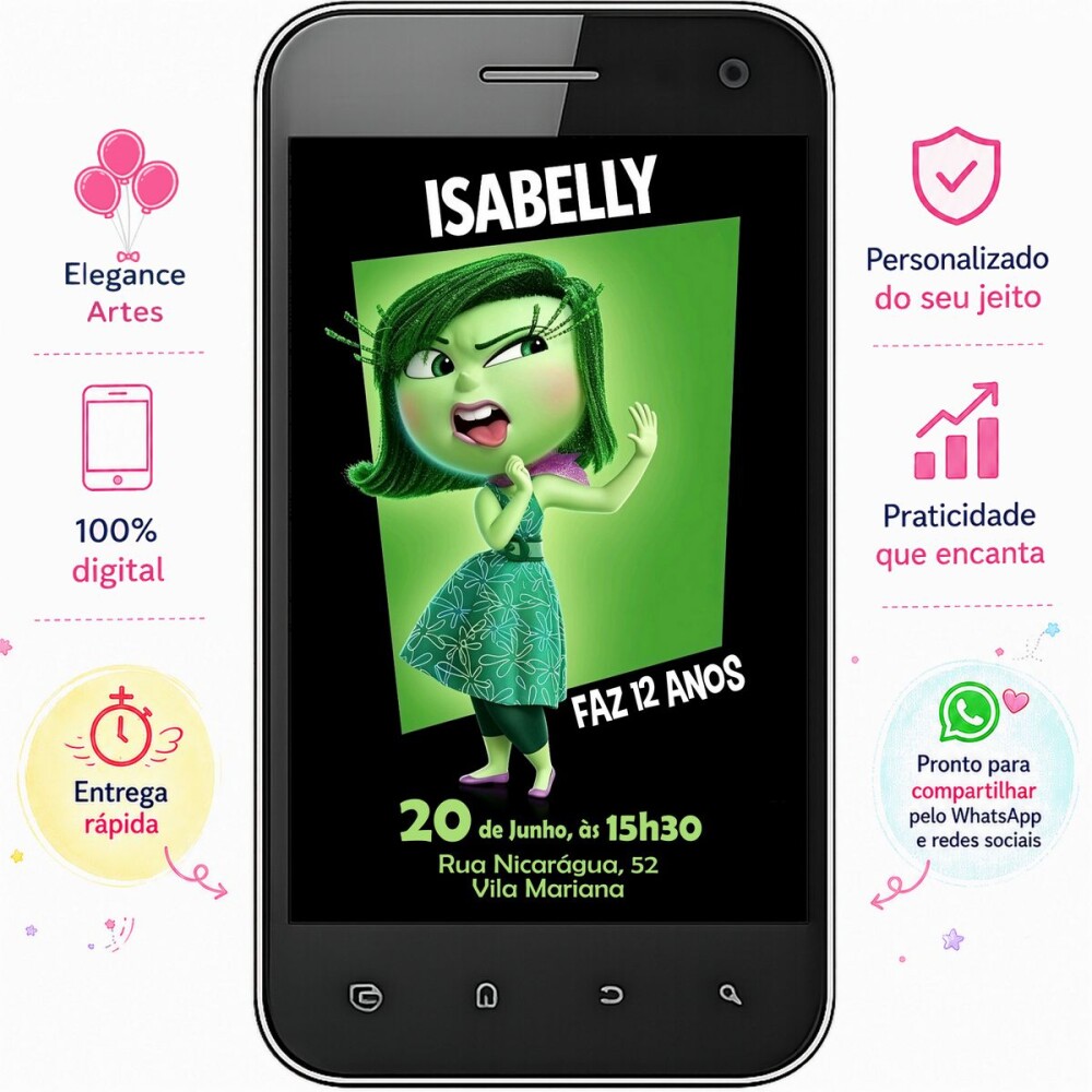 Convite Digital Nojinho Divertida Mente | Festa Infantil