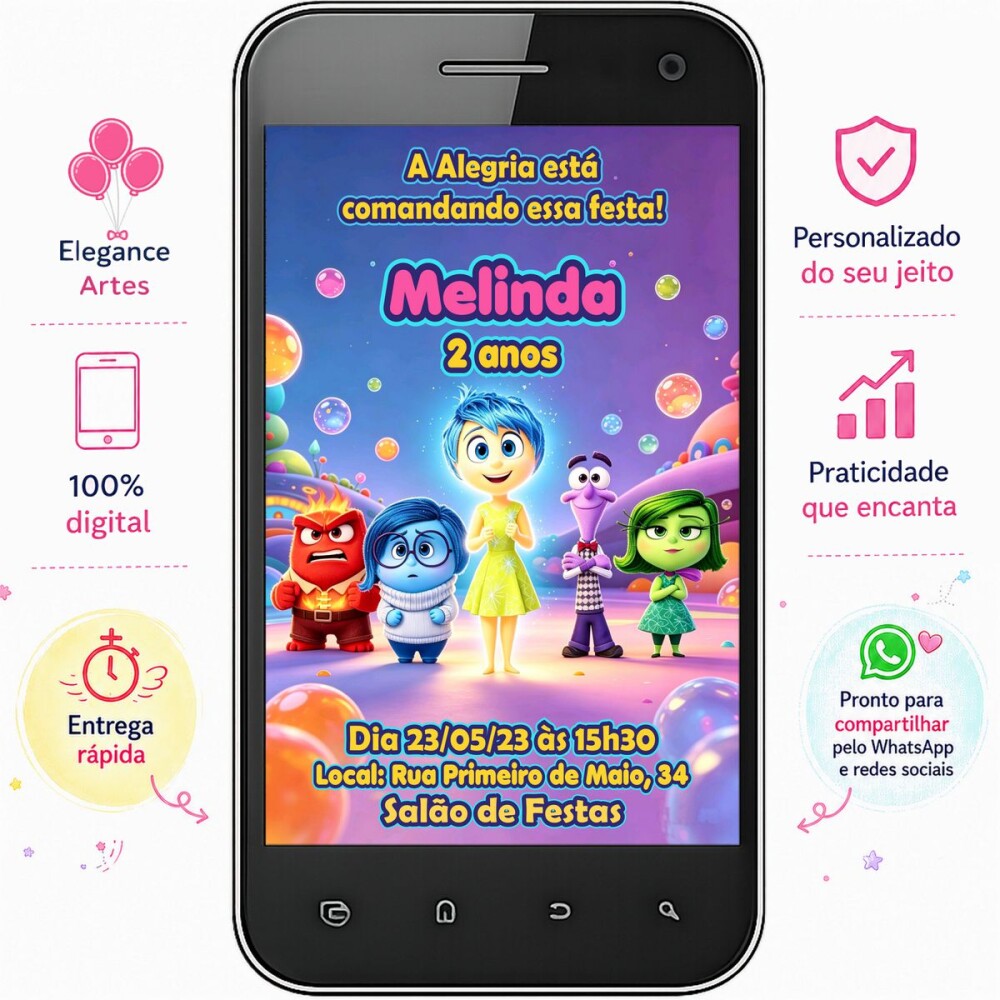 Convite Digital Divertida Mente | Festa Infantil