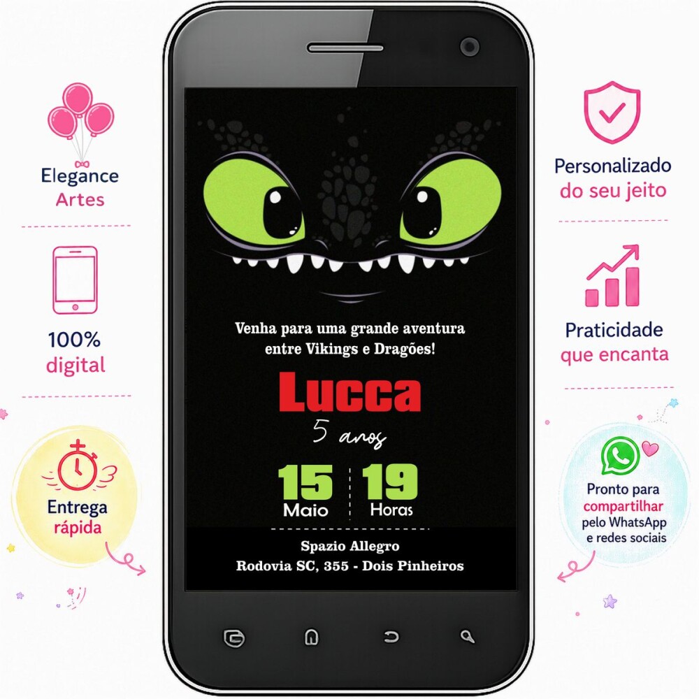Convite Digital Como Treinar o Seu Dragão | Festa