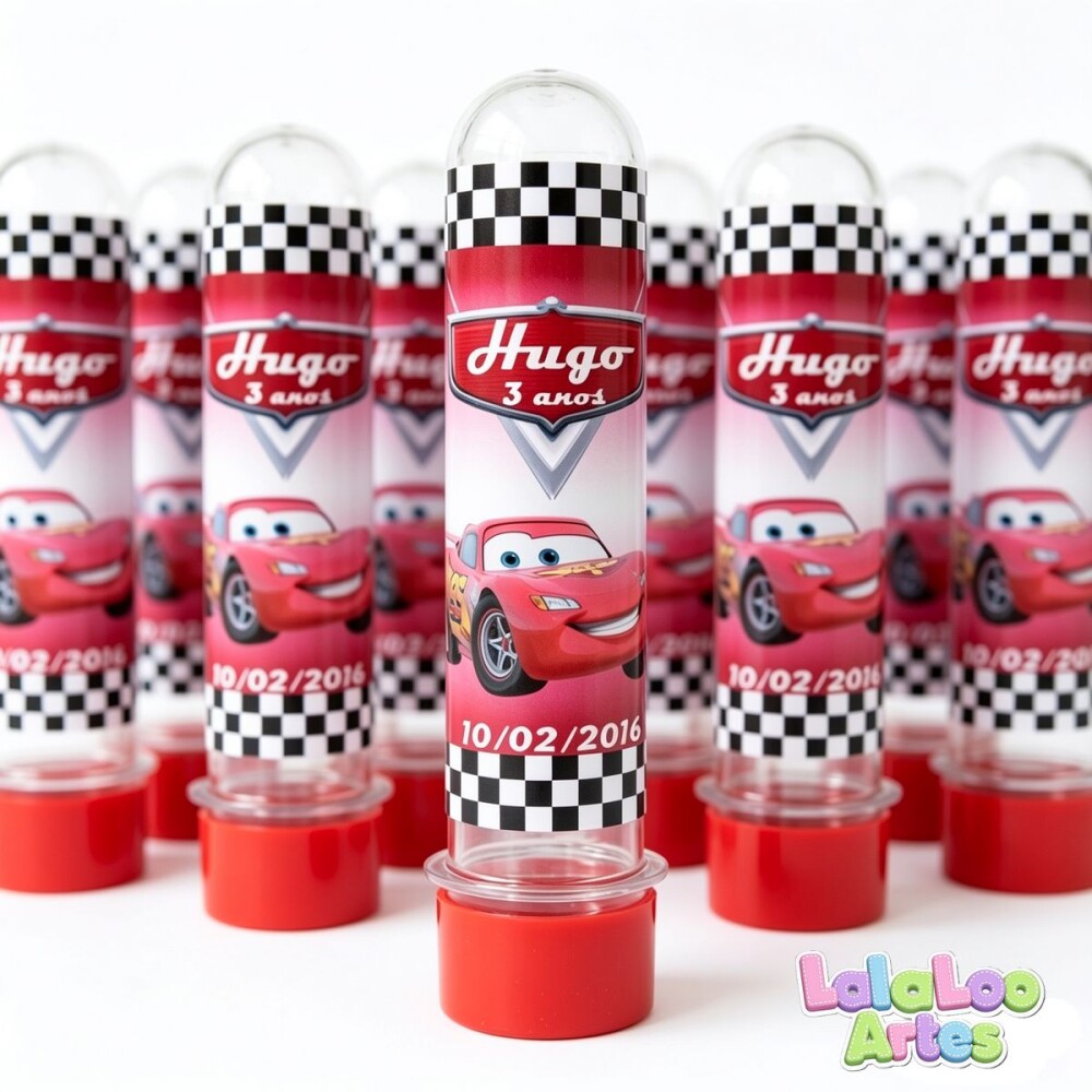 20 Tubete Carros Personalizado | Lembrancinha aniversário