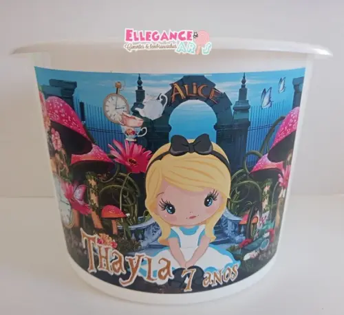 Balde de Pipoca Alice no País da Maravilhas