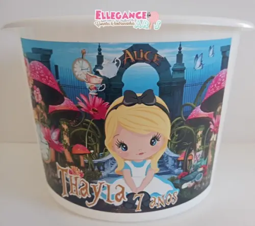 Balde de Pipoca Alice no País da Maravilhas