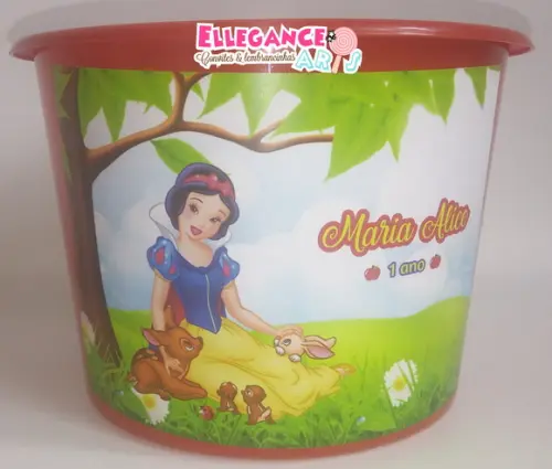 Balde de Pipoca Branca de Neve
