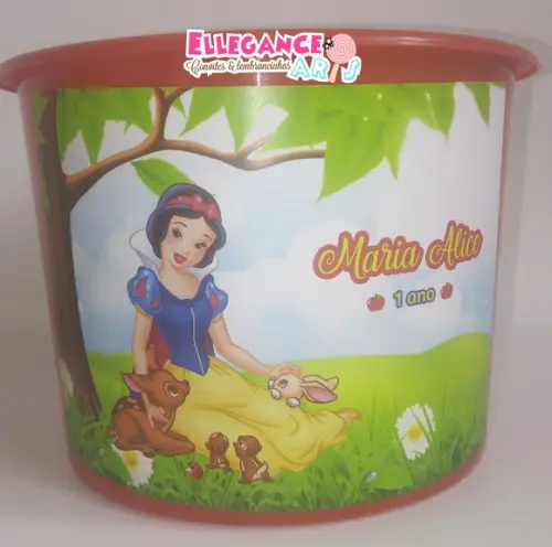 Balde de Pipoca Branca de Neve