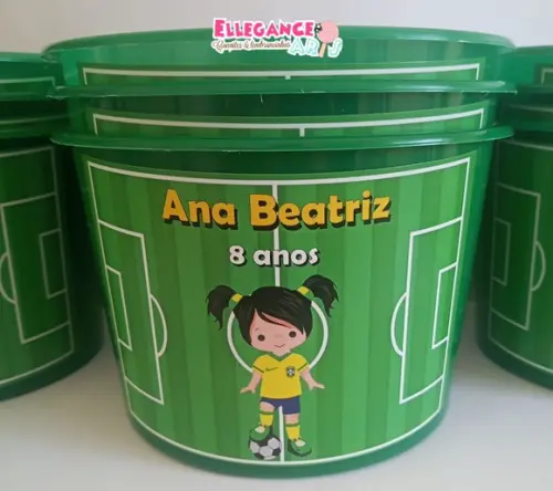 Balde de Pipoca Futebol Menina