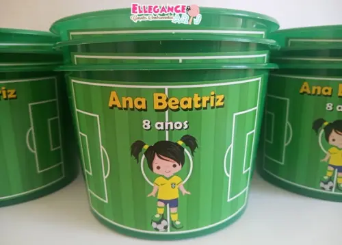 Balde de Pipoca Futebol Menina