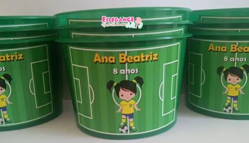 Balde de Pipoca Futebol Menina