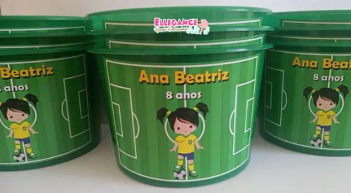 Balde de Pipoca Futebol Menina