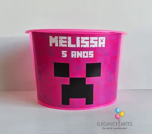 Balde de Pipoca Minecraft Menina