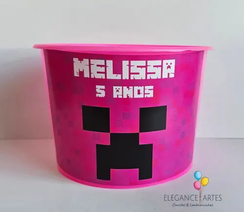 Balde de Pipoca Minecraft Menina
