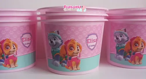 Balde de Pipoca Skye e Everest Patrulha Canina