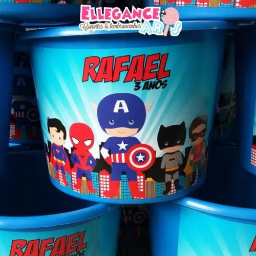 Balde de Pipoca Super Heróis