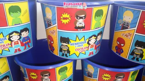 Balde de Pipoca Super Heróis