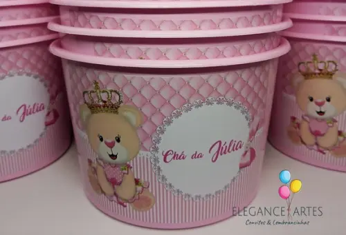Balde de Pipoca Ursinha Princesa