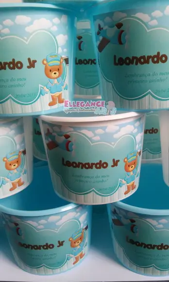Balde de Pipoca Urso Aviador