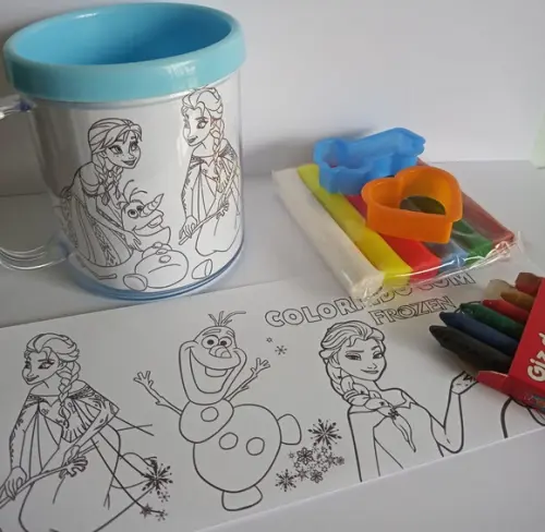 Caneca para Colorir + Massinha Frozen