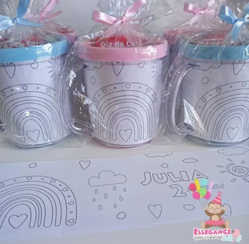 Caneca para Colorir Arco Iris Boho