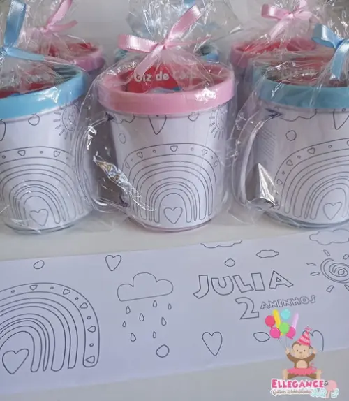 Caneca para Colorir Arco Iris Boho