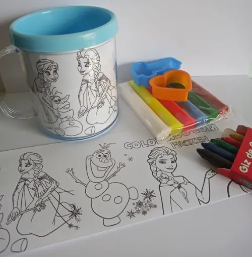 Caneca para Colorir + Massinha Frozen