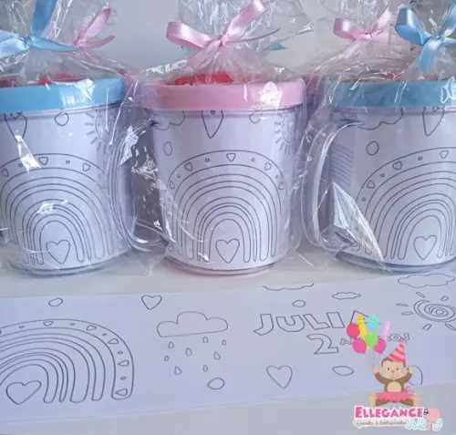 Caneca para Colorir Arco Iris Boho